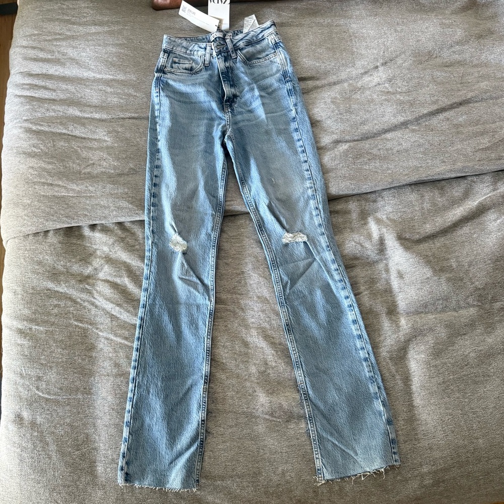 Zara Light Blue Straight Leg Jeans